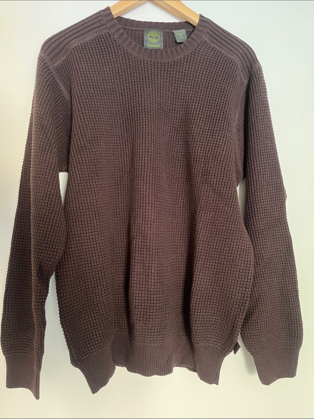 Timberland Brown Ribbed Cotton Crew Neck Sweater Medium NWOT